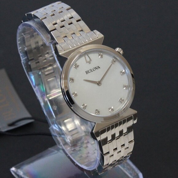 Bulova Ladies Regatta Quartz Watch MOP Dial 11 Diamond Indicese Classic 2 Hander - Picture 2 of 13